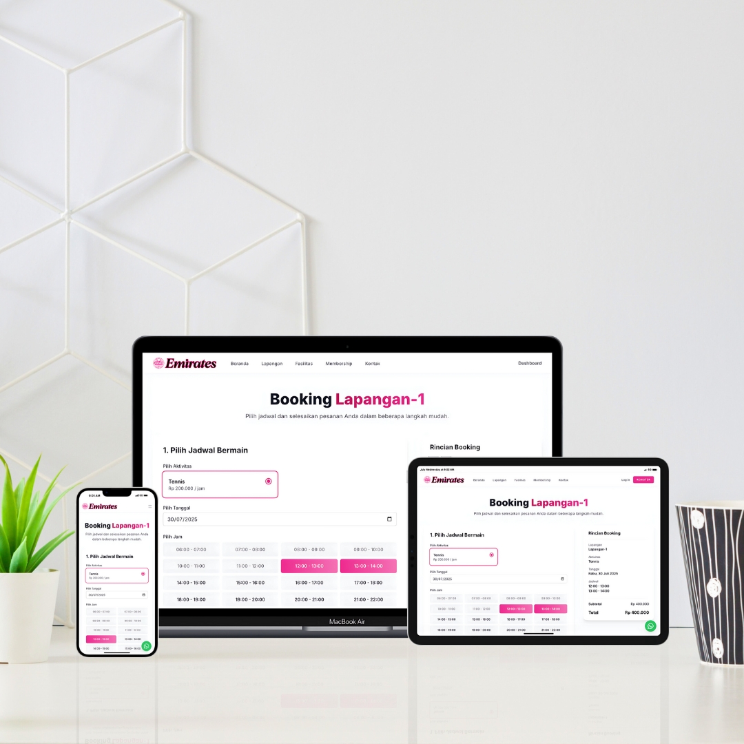 Proses booking lapangan tennis dan basket